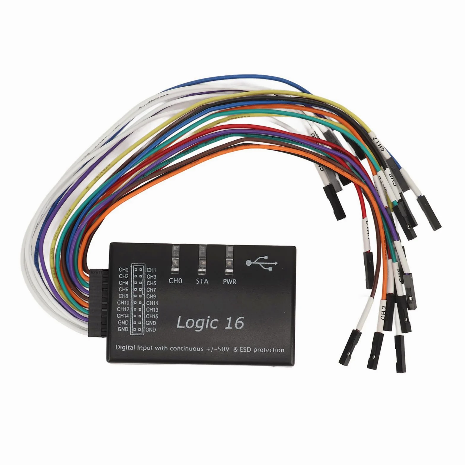 Logic Analyzer USB, Tasa de Muestreo de 16 Canales de 100m, Protección de ESD, para el Software LOGIC2