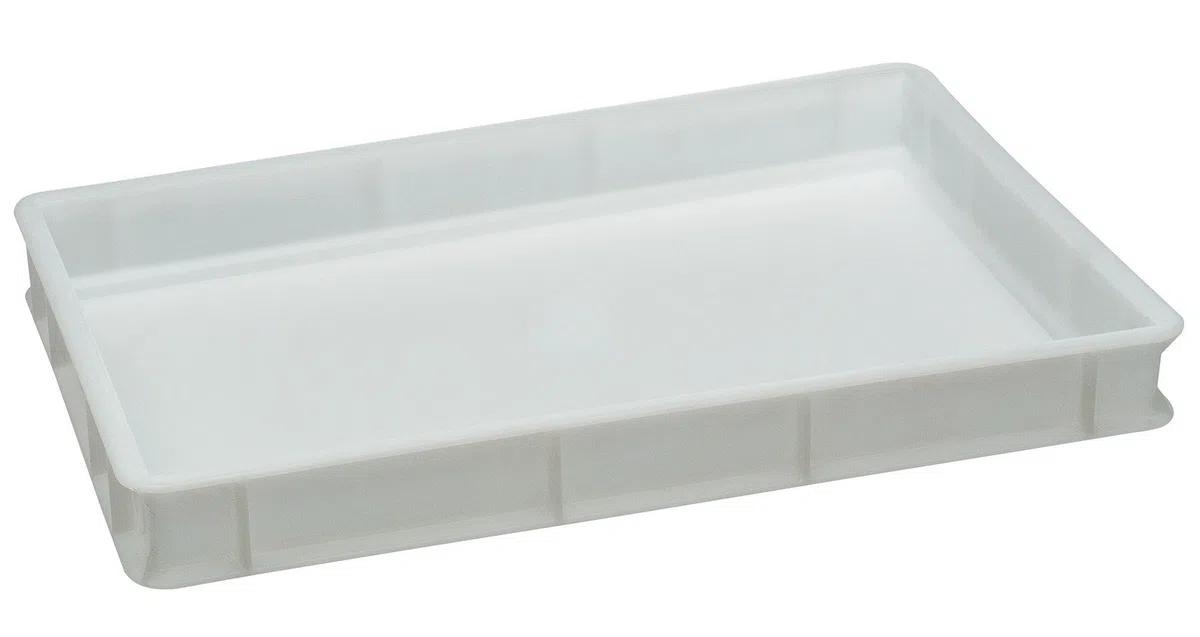 PIAZZA - Recipiente para masa para pizza y pan de plástico, 60 x 40 x 7 cm - Caja para masa para panetti pizza ideal para cualquier tipo de comida (blanco) - Fabricado en Italia