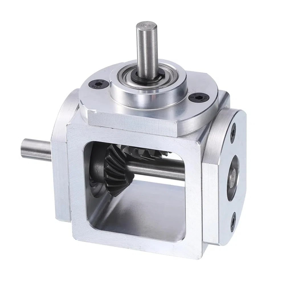 Gear-Box - Caja de engranajes cónica de ángulo recto de 90 grados, eje de salida única 1:1, 1 módulo, engranaje cónico de 20 dientes, marco de aluminio