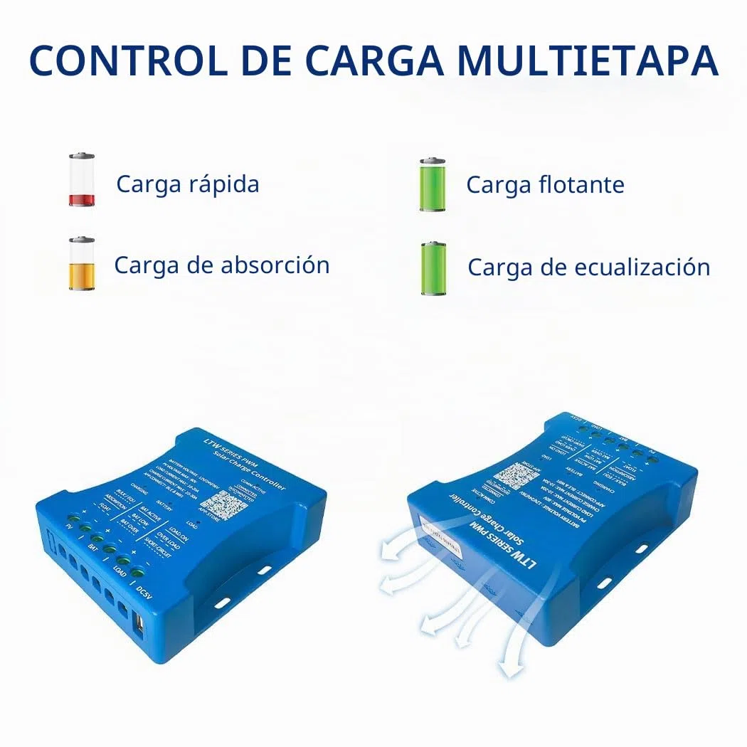 Y&H 30A Regulador de carga Solar Controlador de Carga solar Bluetooth regulador de carga solar 12V 24V panel solar controlador de carga solar inteligente PWM PV:50V para plomo ácido