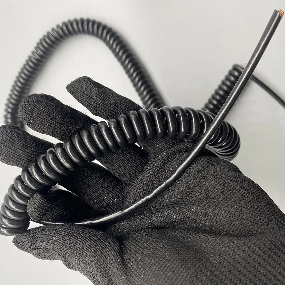 cable flexible Cable en espiral de 8 núcleos, enchufe estándar, cable eléctrico de resorte de dureza, alambre elástico multifilar de resorte conector de extensión(Size:Stretch 1.25 Meters)