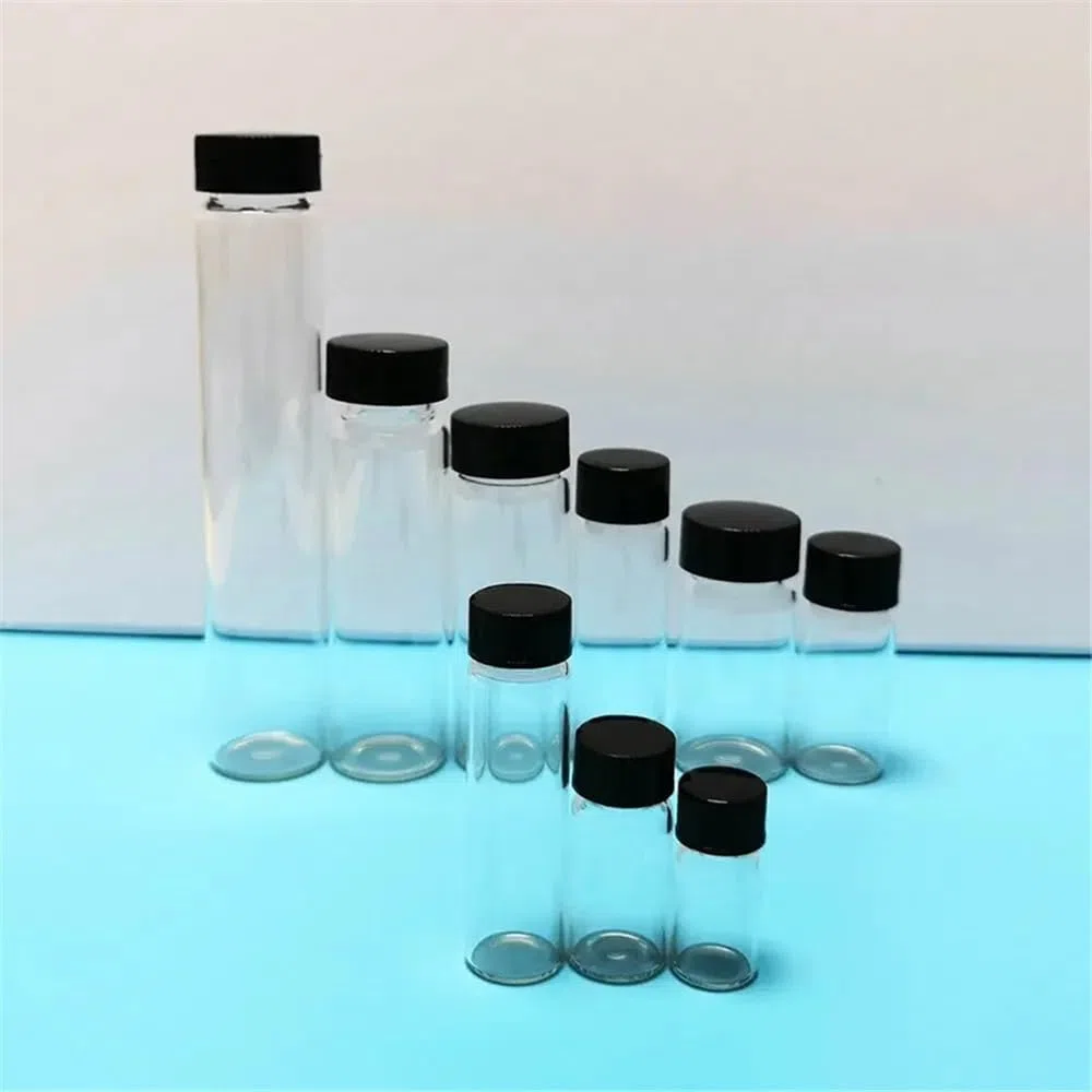 Lote de 20 botellas de reactivo de vidrio transparente con sello transparente de 2 ml a 60 ml for muestra de laboratorio.(10ml 18x65mm)